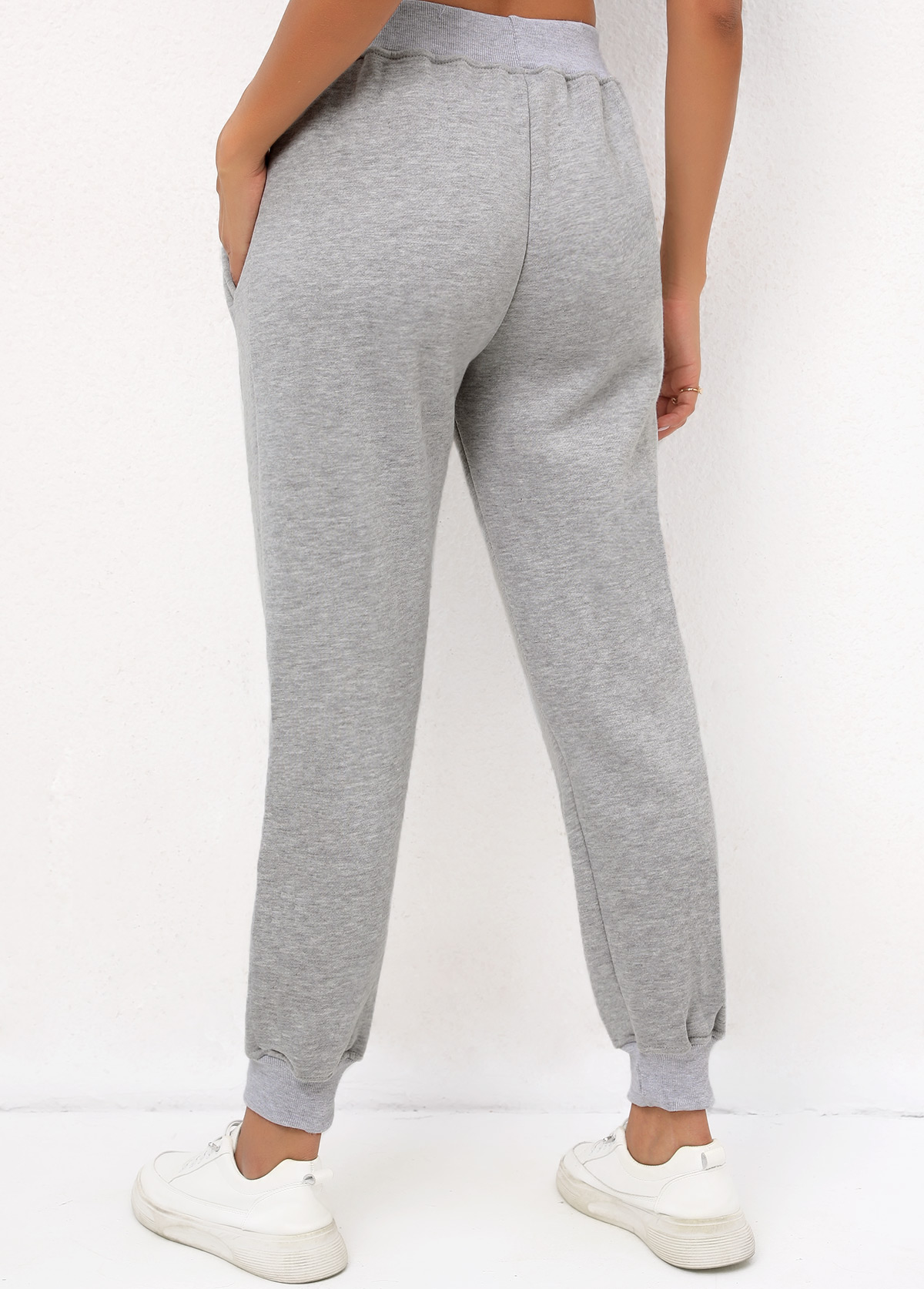 Light Grey Marl Elastic Waist Pocket Pants