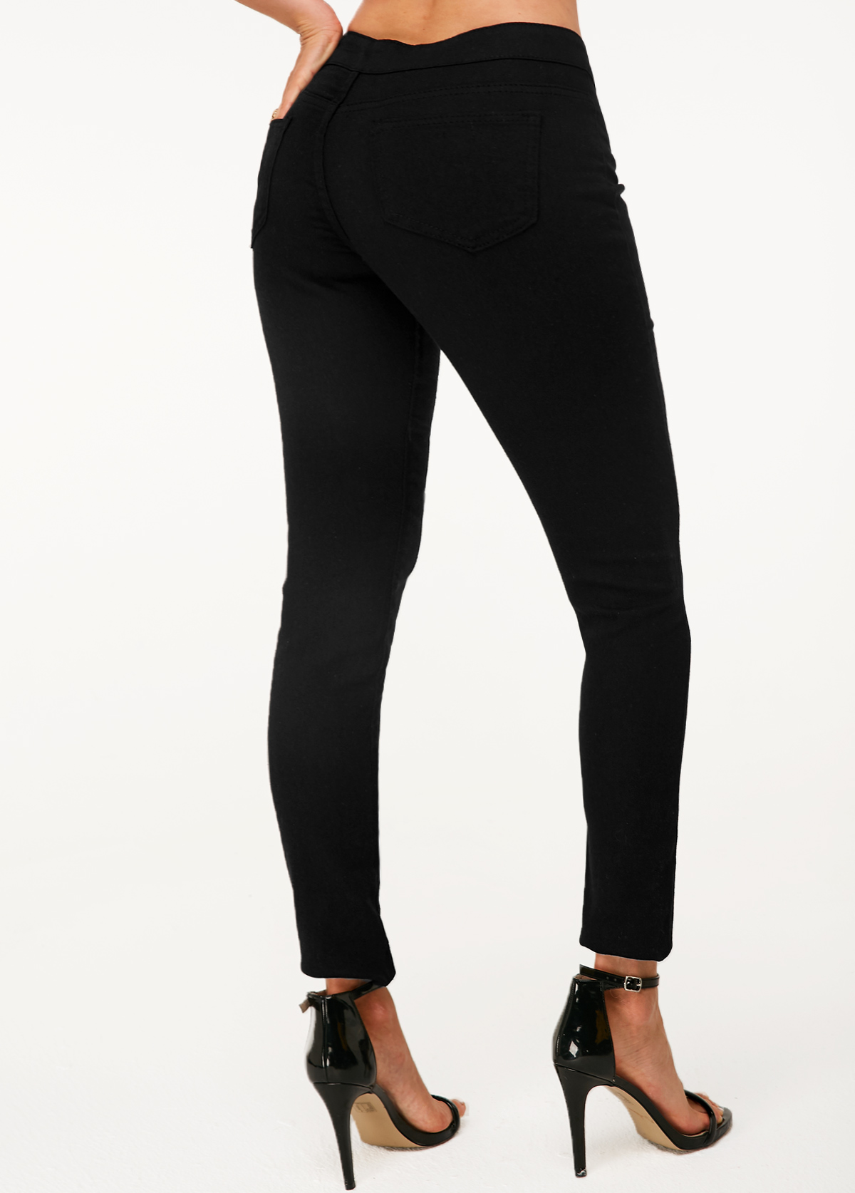 Black High Waist Shredded Skinny Jeans