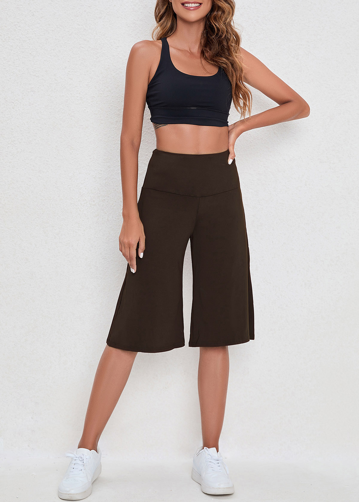 Dark Khaki High Waisted Loose Shorts