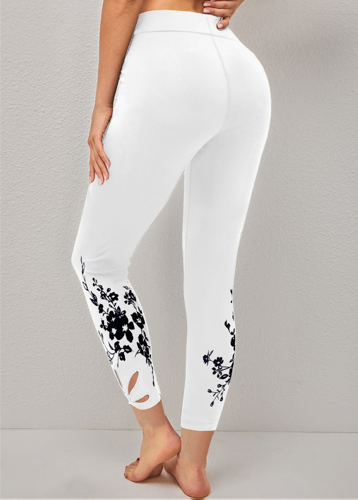 Floral Print Cutout Skinny Legging